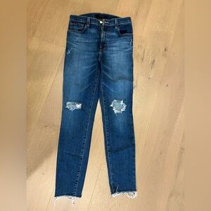 J Brand Dark Blue Distressed Skinny Jeans